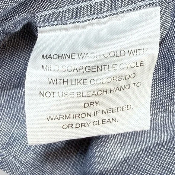 Tallia Men M Chambray Button Down Shirt Blue Subtle Gold Metallic 15.5 34/35 Mod - Picture 11 of 14